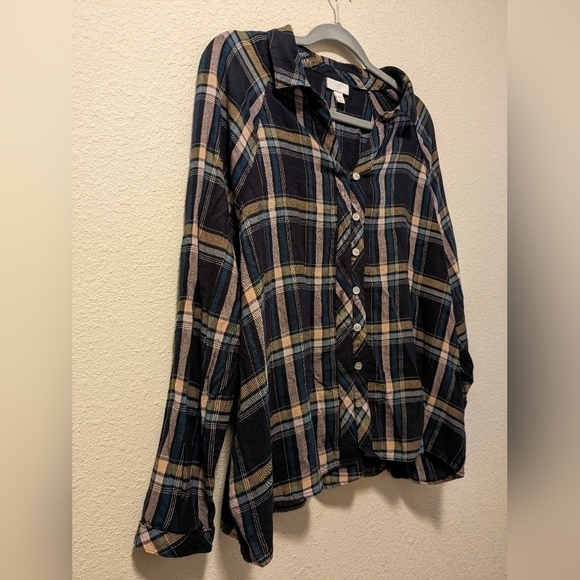 J. Jill Petite Plaid Cotton Modal Blend Button-Up Shirt Casual Comfort Relaxed - Picture 4 of 9